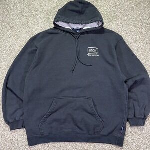 Vintage Lock Gun Hoodie Black Large Pullover Excellent Double Sided